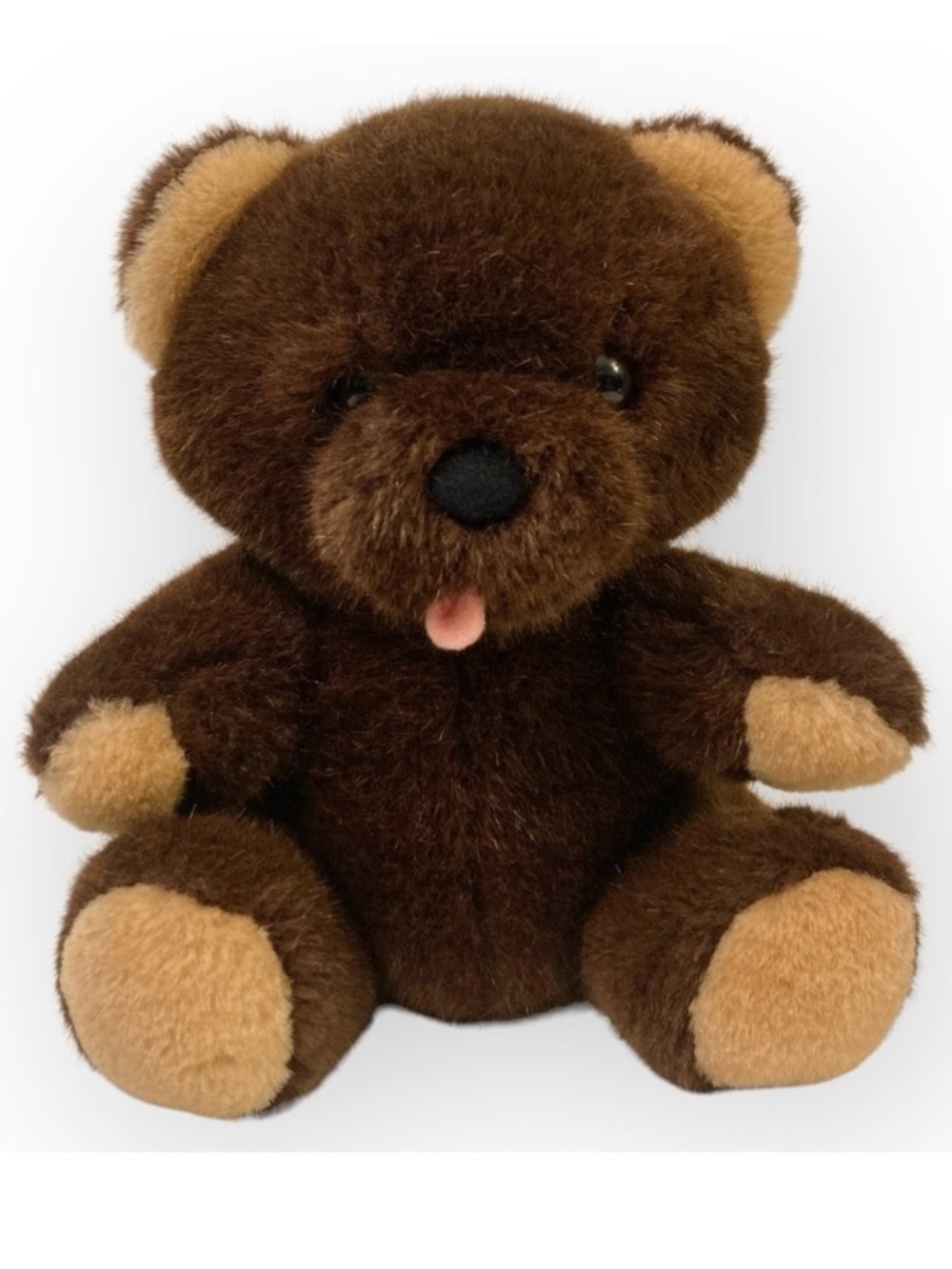 Vintage Dakin Brown Tan Teddy Bear Stuffed 1985 Tongue Sticking Out Daddy 9.5”